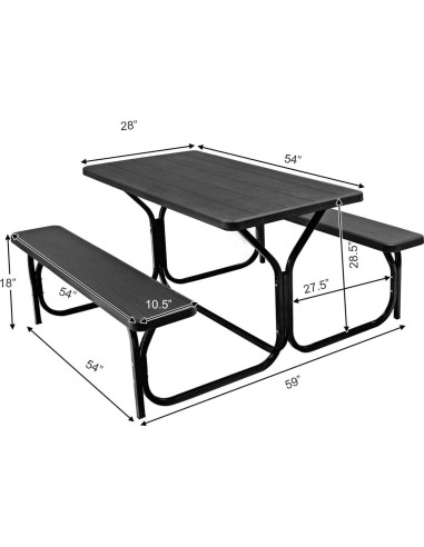 Conjunto de Mesa y Banco de Picnic Hysache, Acero Resistente 137x149 cm