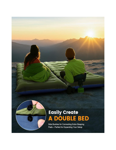 Colchoneta de Camping LLUAII Autoinflable 200x75x15cm Verde