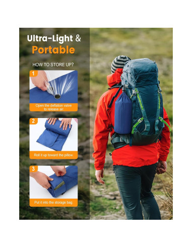 Colchoneta de Camping LLUAII Autoinflable 200x75x15cm Verde