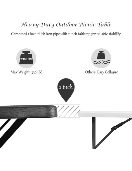 Conjunto de Mesa y Banco de Picnic Hysache, Acero Resistente 137x149 cm