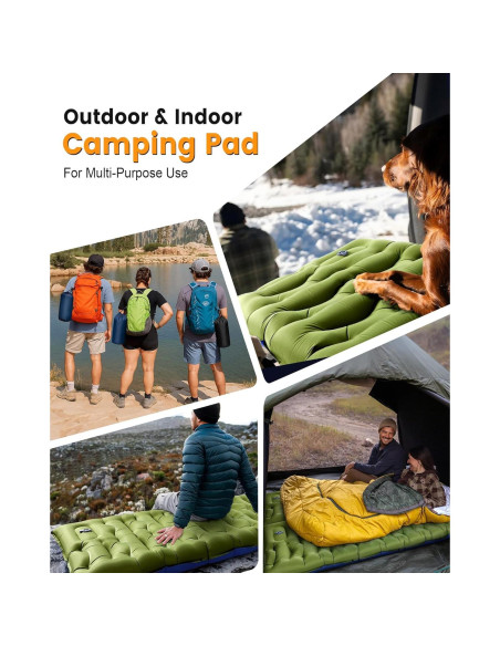 Colchoneta de Camping LLUAII Autoinflable 200x75x15cm Verde