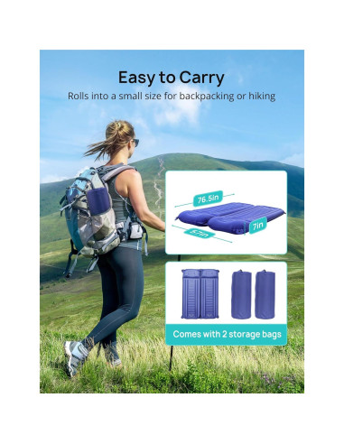 Colchoneta Inflable Andola HF069 Doble 13.97 cm con Almohada