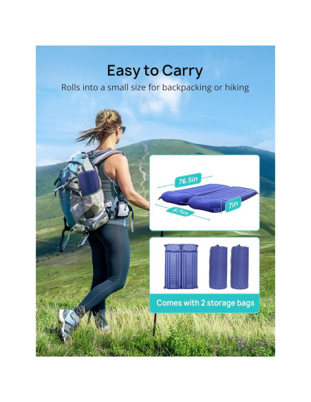 Colchoneta Inflable Andola HF069 Doble 13.97 cm con Almohada