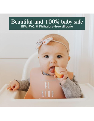 Babero de Silicona Simka Rose Ajustable con Capturador - Bebé Unisex