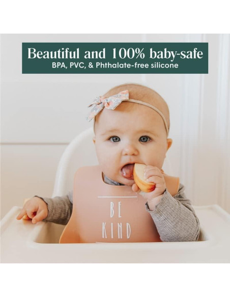 Babero de Silicona Simka Rose Ajustable con Capturador - Bebé Unisex