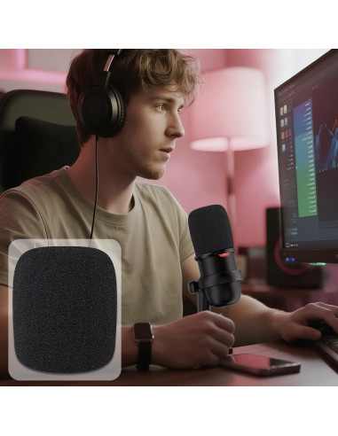 Filtros Pop para Micrófonos SOULWIT - 2 Pcs Espuma Negra