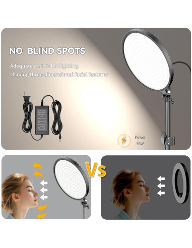 Anillo de Luz 55W 33cm Negro con Soporte y Control Remoto