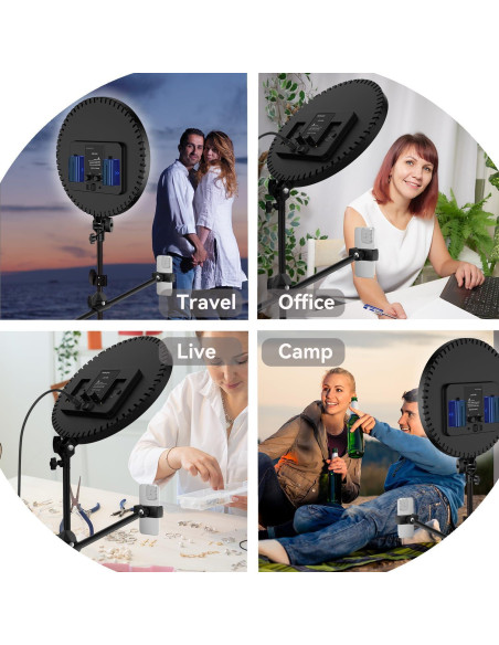 Anillo de Luz 55W 33cm Negro con Soporte y Control Remoto