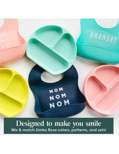 Babero de Silicona Simka Rose Ajustable con Capturador - Bebé Unisex