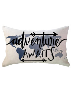 Cubierta de Cojín Lumbar ULOVE 30x50 cm Mapa Mundial Azul