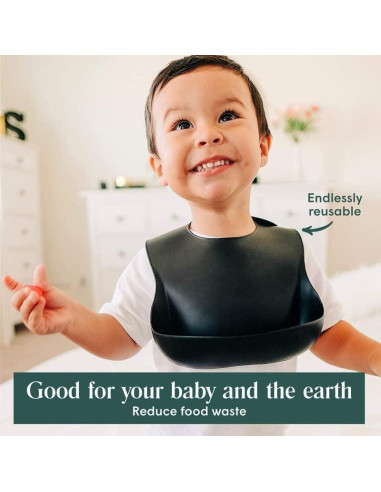 Babero de Silicona Simka Rose Ajustable con Capturador - Bebé Unisex