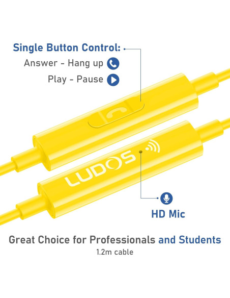 Auriculares LUDOS OMNITONE In-Ear con Cable 3.5mm Amarillo