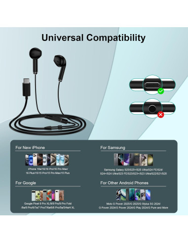 Auriculares con cable USB C Samsung EASC06KT - Sonido HiFi