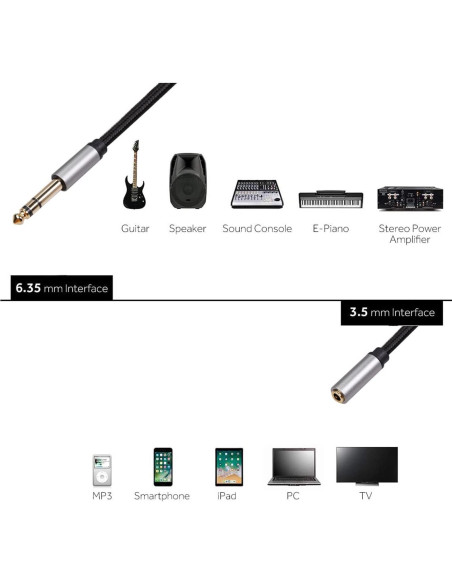 Adaptador de audio CHENGXINDA 6.35mm a 3.5mm 30cm