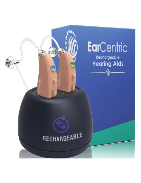 Audífonos Recargables EarCentric EZ-Beige BTE para Personas Mayores