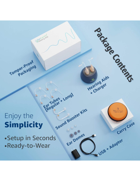Audífonos Recargables EarCentric EZ-Beige BTE para Personas Mayores