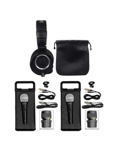 Auriculares de Estudio ATH-M50X + 2 Micrófonos Rockville RMC-XLR