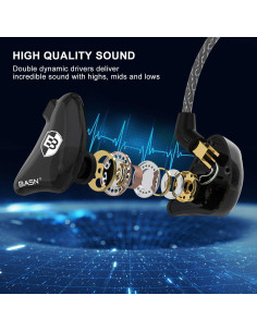 Auriculares Intrauditivos BASN Bsinger BC100 Negro - Aislamiento Sonido 2