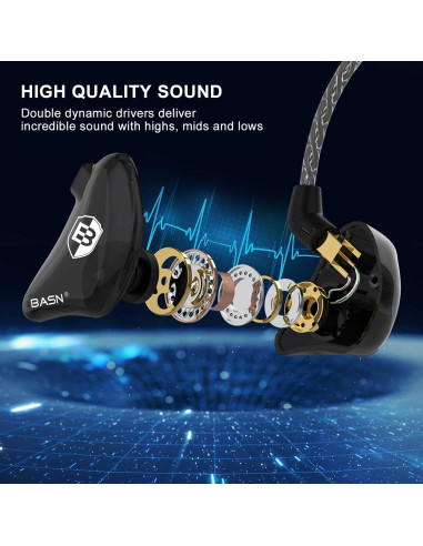 Auriculares Intrauditivos BASN Bsinger BC100 Negro - Aislamiento Sonido