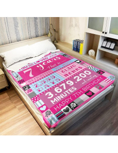 Manta de Cumpleaños YISUMEI para Niña 127x152cm Rosa 2