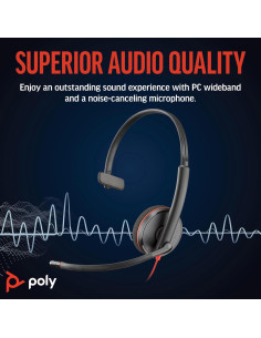 Auricular con cable Poly Blackwire 3210 USB-C - Micrófono con cancelación de ruido 2