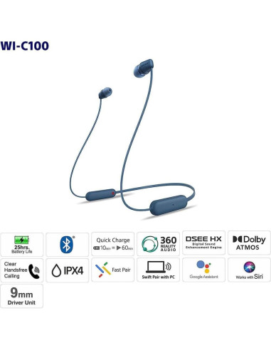 Auriculares In-Ear Bluetooth Sony WI-C100 Negro IPX4