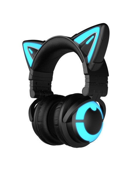Auriculares YOWU CAT-CE Negro Bluetooth 5.2 con Luz RGB