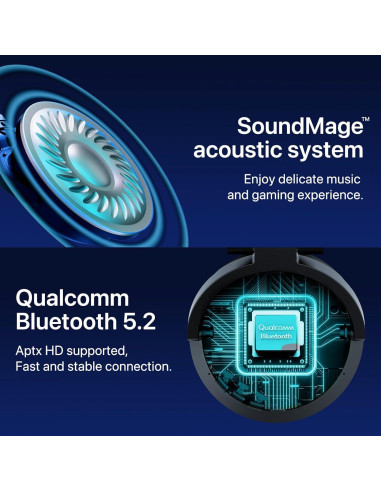 Auriculares YOWU CAT-CE Negro Bluetooth 5.2 con Luz RGB