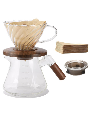 Cafetera de Goteo Lalord 600 ml Vidrio Borosilicato con Filtros