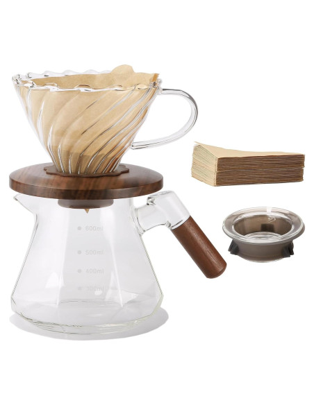 Cafetera de Goteo Lalord 600 ml Vidrio Borosilicato con Filtros