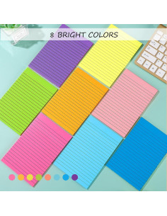 Notas Adhesivas Rayadas 10x15 cm Cayxenful 8 Colores Brillantes 2
