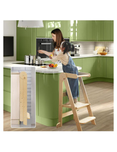 Torre Plegable Montessori SHWWQUE para Niños 90.4 cm Natural