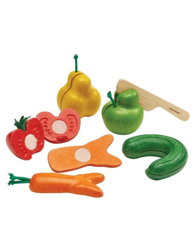 PlanToys Juguete de Comida de Madera Cortable 5 Piezas