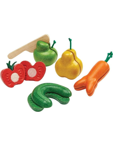 PlanToys Juguete de Comida de Madera Cortable 5 Piezas