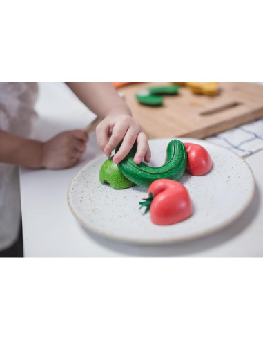 PlanToys Juguete de Comida de Madera Cortable 5 Piezas