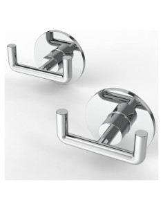 Gancho Doble Adhesivo Ruacq Redondo Acero Inoxidable 2 Pzs