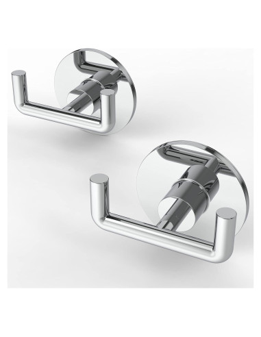 Gancho Doble Adhesivo Ruacq Redondo Acero Inoxidable 2 Pzs