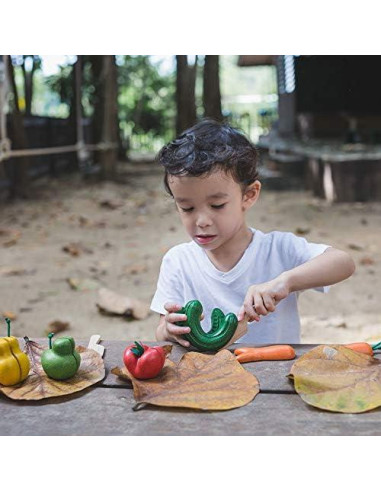 PlanToys Juguete de Comida de Madera Cortable 5 Piezas