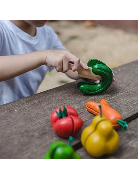 PlanToys Juguete de Comida de Madera Cortable 5 Piezas