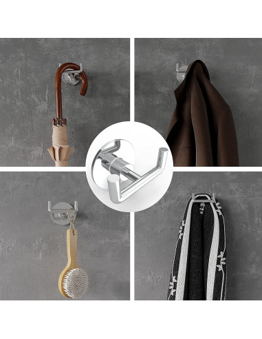 Gancho Doble Adhesivo Ruacq Redondo Acero Inoxidable 2 Pzs