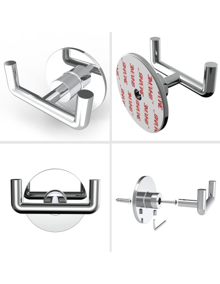 Gancho Doble Adhesivo Ruacq Redondo Acero Inoxidable 2 Pzs Gancho Doble Adhesivo Ruacq Redondo Acero Inoxidable 2 Pzs