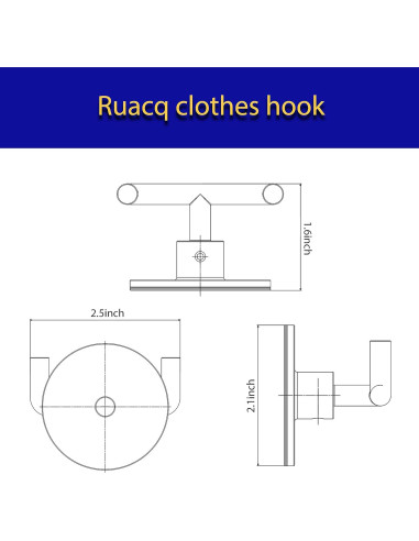 Gancho Doble Adhesivo Ruacq Redondo Acero Inoxidable 2 Pzs