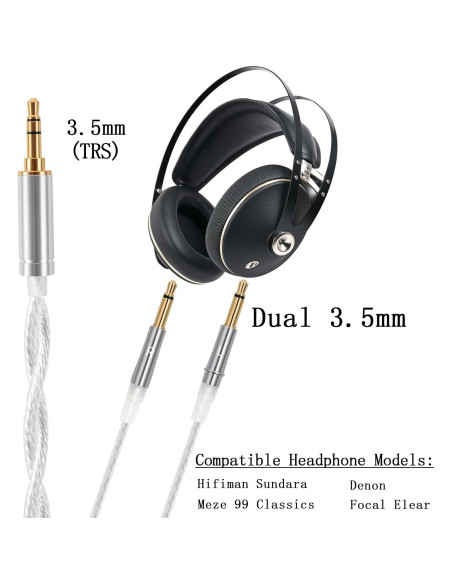 Cable de audio trenzado FAAEAL 1.5m 3.5mm para Hifiman y Denon