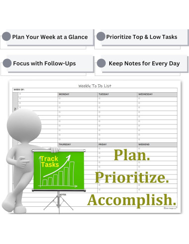 Bloc de Notas Semanal de Tareas Life Charge 60 Páginas 28x22cm