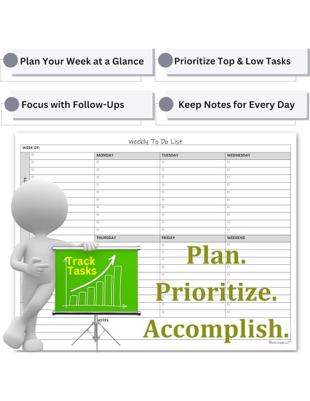 Bloc de Notas Semanal de Tareas Life Charge 60 Páginas 28x22cm