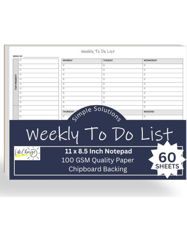 Bloc de Notas Semanal de Tareas Life Charge 60 Páginas 28x22cm