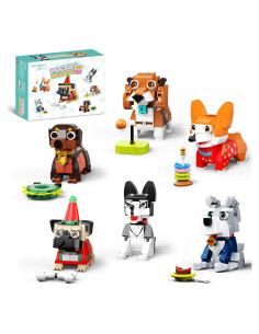Set de Construcción Mini Perros QLT - 754 Piezas, 6 Razas
