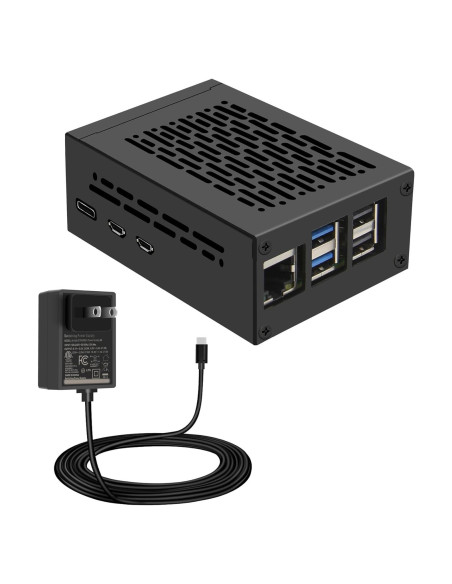 Caja de Metal Geekworm P580-V2 con Fuente GaN 27W para Raspberry Pi 5 Caja de Metal Geekworm P580-V2 con Fuente GaN 27W para Raspberry Pi 5