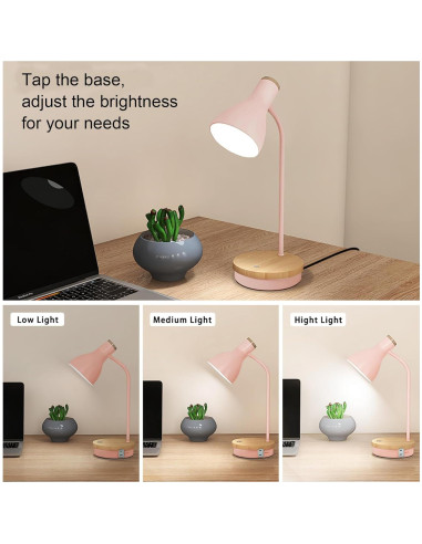 Lámpara de Escritorio Táctil Rosa LALISU 3 Niveles Regulable