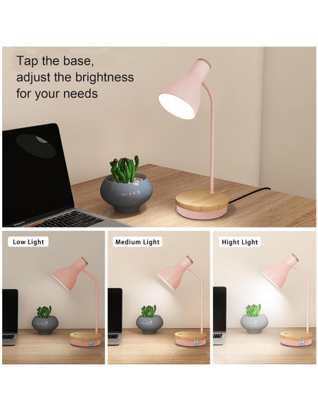 Lámpara de Escritorio Táctil Rosa LALISU 3 Niveles Regulable